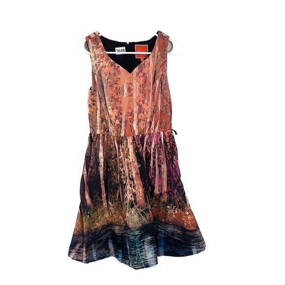 ModCloth Womens Certifiably Sweet Dress Small Sleeveless Pink Trees *No Belt - Picture 2 of 13